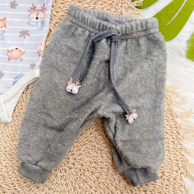 Conj. Body Manga Longa de Plush e Calça Peluciada Bichinhos do Inverno - Cinza 